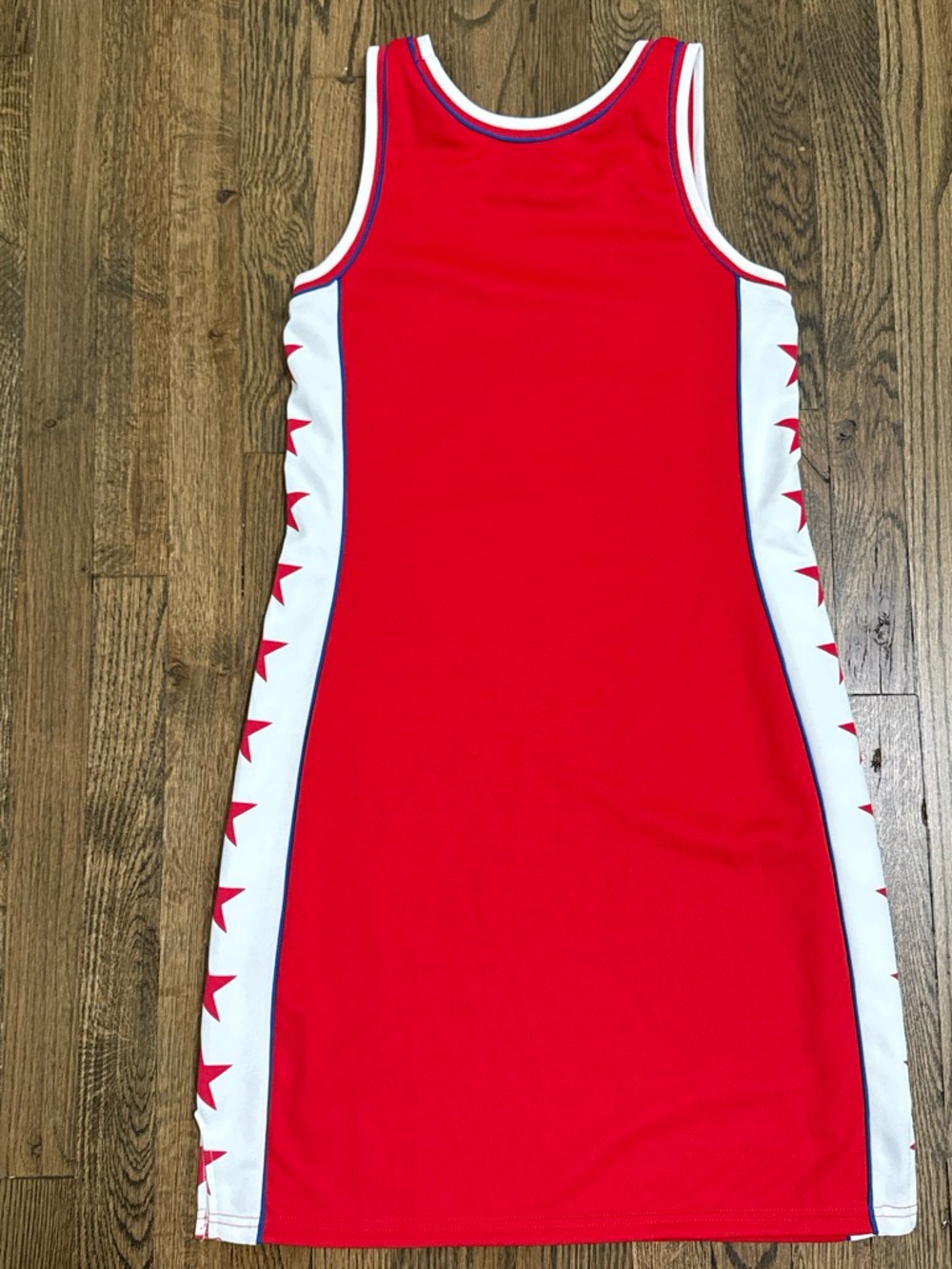 Y2K Harwood Classics Throwback NBA 76ers Red/Blue Star Jersey Dress Streetwear M - Picture 5 of 6